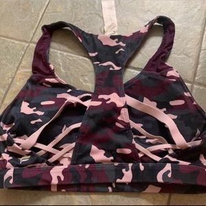 Fabletics Kessler Strappy Camo Sports Bra, Size S
